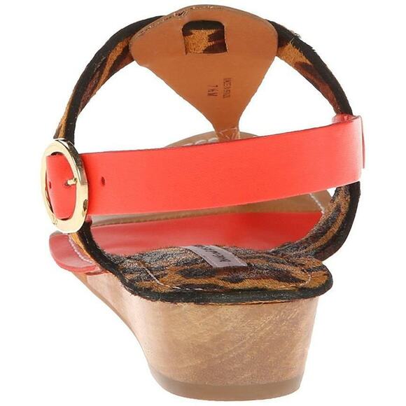 Diane Von Furstenberg Darling T-Strap Thong Wedge Sandal Leopard - Picture 6 of 12